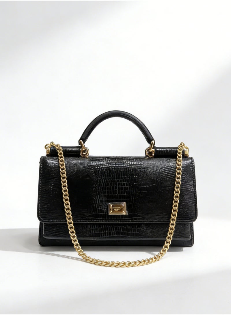 دي آند جي Dolce & Gabbana Dauphine ميني توت حقيبة | D & G علامة مخطوطة حقيبة يد من جلد العجل مع حزام سلاسل قابل للإزالة ، حفلات مسائية رائعة سلاسل فتاة - Image 3